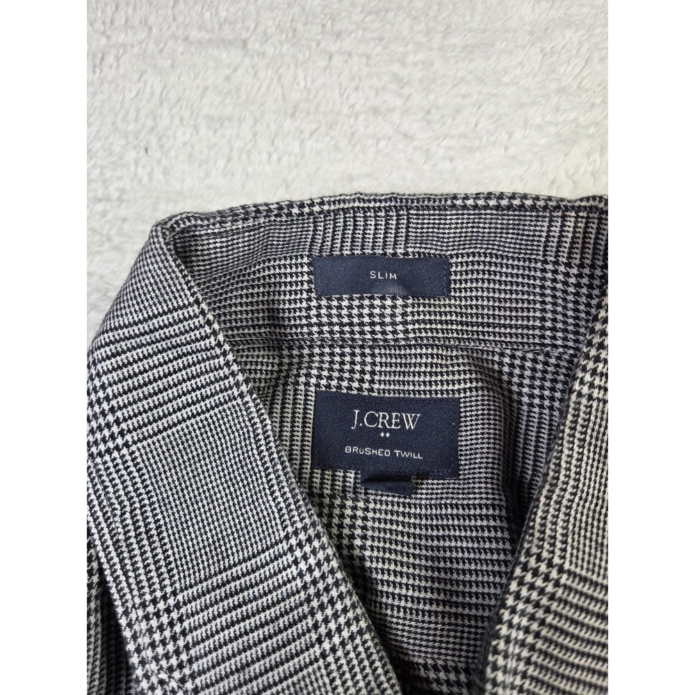 J.Crew Brushed Twill Glen Plaid Button Down Shirt Mens Medium Gray Cotton - Picture 5 of 9